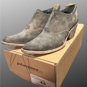 NWT Pskaufman SIDEWALK Laceless Oxford Black Lea/Blue playa wash sz 8 No. 1025